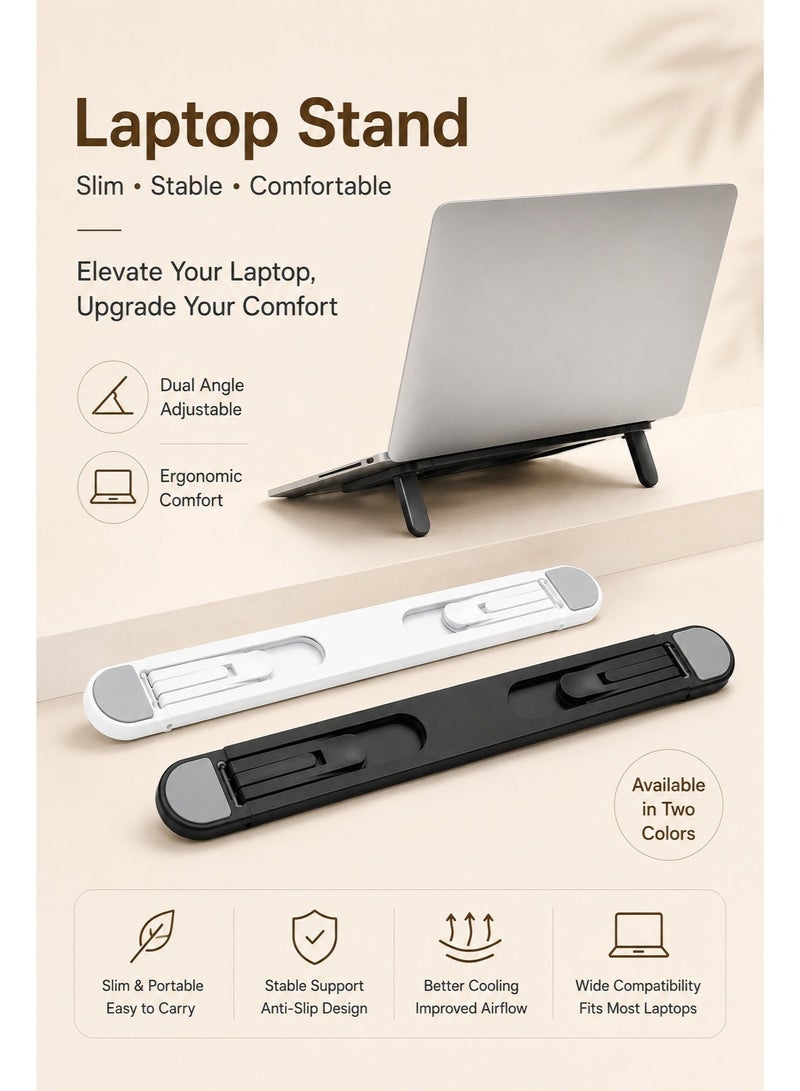Foldable Laptop Stand for Desk, Adjustable Portable Laptop Riser with Anti-Slip Silicone Pads, Slim Cooling Notebook Stand Compatible with MacBook Air Pro, Dell, HP, Lenovo, Tablet & iPad - Image 1