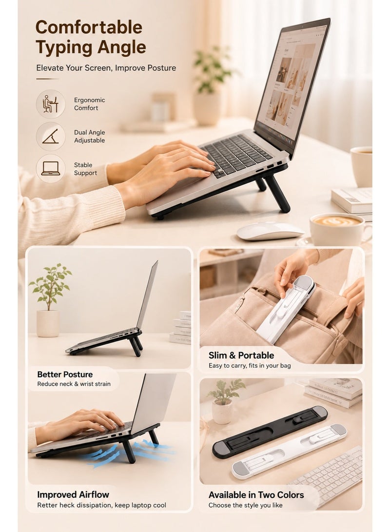 Foldable Laptop Stand for Desk, Adjustable Portable Laptop Riser with Anti-Slip Silicone Pads, Slim Cooling Notebook Stand Compatible with MacBook Air Pro, Dell, HP, Lenovo, Tablet & iPad - Image 3