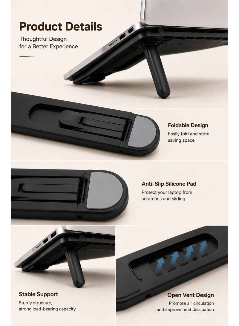 Foldable Laptop Stand for Desk, Adjustable Portable Laptop Riser with Anti-Slip Silicone Pads, Slim Cooling Notebook Stand Compatible with MacBook Air Pro, Dell, HP, Lenovo, Tablet & iPad - Image 4