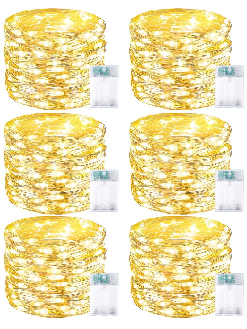 BOSSERN 6 Pack Fairy Lights Battery Operated with Timer Each 20FT 60LED Christmas String Lights Outdoor Indoor Cuttable Battery Twinkle Light for Bedroom Home Wedding DIY Christmas Decorations Warm White - Image 2