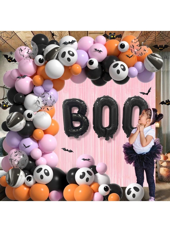 Janinus Pink Halloween Balloon Arch Kit For Halloween Baby Shower Birthday Decorations - Multi Colors & Different Sizes Halloween Balloons Garland With 12Pcs 3D Bat Stickers Fringe Curtains And B00 Balloons - Image 5