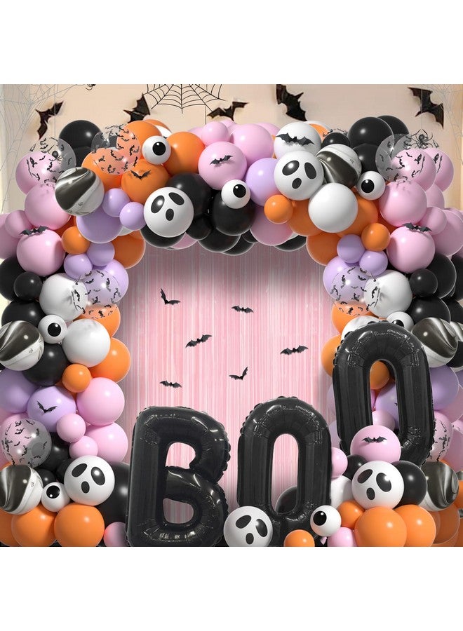 Janinus Pink Halloween Balloon Arch Kit For Halloween Baby Shower Birthday Decorations - Multi Colors & Different Sizes Halloween Balloons Garland With 12Pcs 3D Bat Stickers Fringe Curtains And B00 Balloons - Image 4