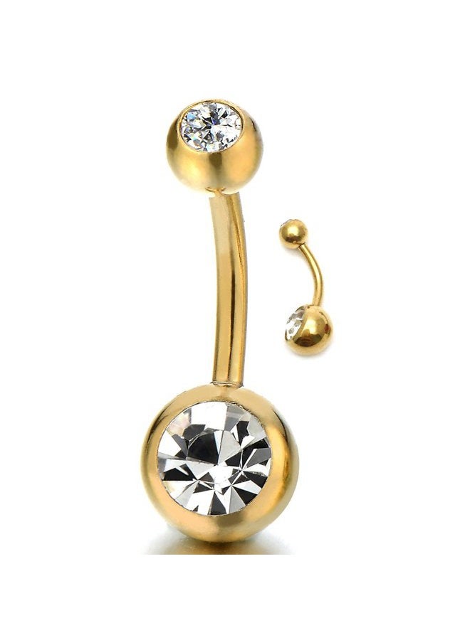 COOLSTEELANDBEYOND Surgical Steel Gold Belly Button Ring Body Jewelry Piercing Ring Navel Ring with Cubic Zirconia, Cubic Zirconia,Metal,Stainless Steel,Steel,Steel Gold,Stone, cubic-zirconia - Image 2