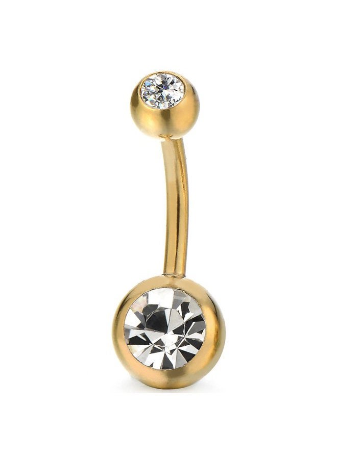 COOLSTEELANDBEYOND Surgical Steel Gold Belly Button Ring Body Jewelry Piercing Ring Navel Ring with Cubic Zirconia, Cubic Zirconia,Metal,Stainless Steel,Steel,Steel Gold,Stone, cubic-zirconia - Image 1