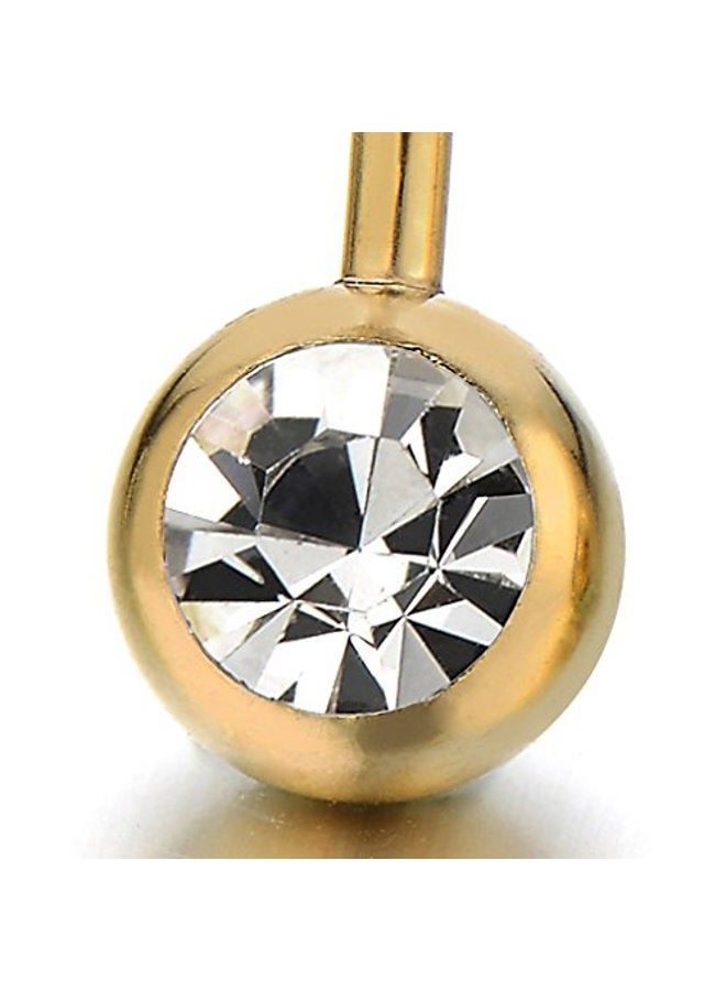 COOLSTEELANDBEYOND Surgical Steel Gold Belly Button Ring Body Jewelry Piercing Ring Navel Ring with Cubic Zirconia, Cubic Zirconia,Metal,Stainless Steel,Steel,Steel Gold,Stone, cubic-zirconia - Image 3
