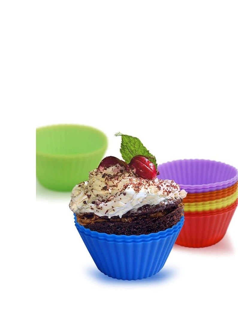 TTSAM 24 Pack Silicone Baking Cups Reusable Muffin Liners Non-Stick Cup Cake Molds Set Cupcake Silicone Liner Standard Size Silicone Cupcake Holder Reusable Cupcake Liners Christmas Gift (8 Rainbow Colors)  - Image 2