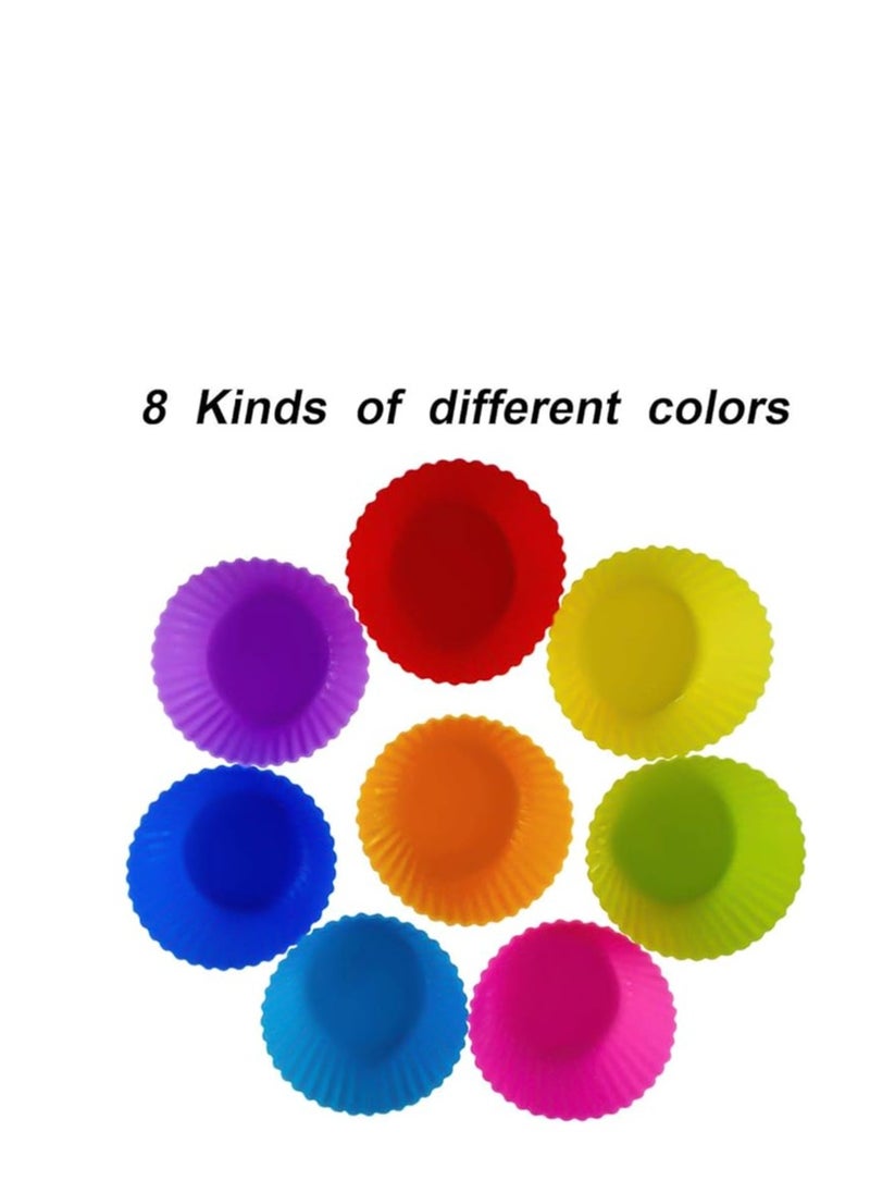 TTSAM 24 Pack Silicone Baking Cups Reusable Muffin Liners Non-Stick Cup Cake Molds Set Cupcake Silicone Liner Standard Size Silicone Cupcake Holder Reusable Cupcake Liners Christmas Gift (8 Rainbow Colors)  - Image 3