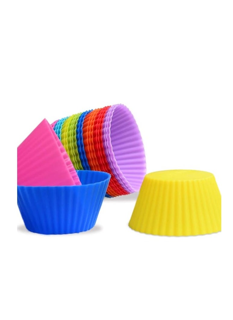TTSAM 24 Pack Silicone Baking Cups Reusable Muffin Liners Non-Stick Cup Cake Molds Set Cupcake Silicone Liner Standard Size Silicone Cupcake Holder Reusable Cupcake Liners Christmas Gift (8 Rainbow Colors)  - Image 4