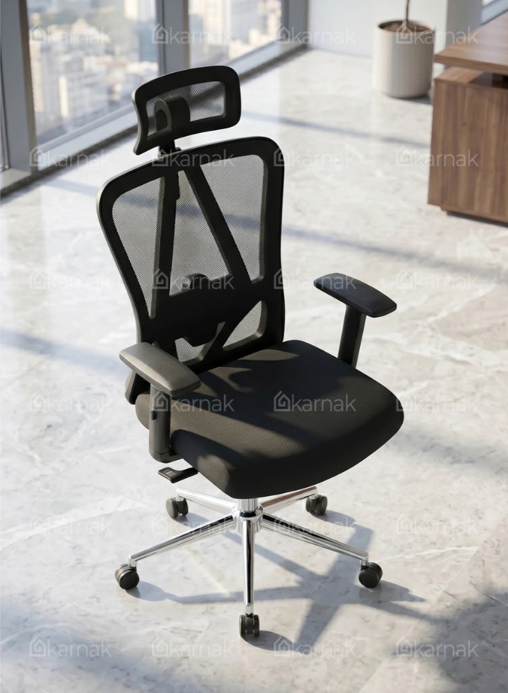 KARNAK Haggerty High Back Office Chair, Executive Office Home Chair | Ergonomic Adjustable Height Lumbar Support Back - Color (Black) - Image 2