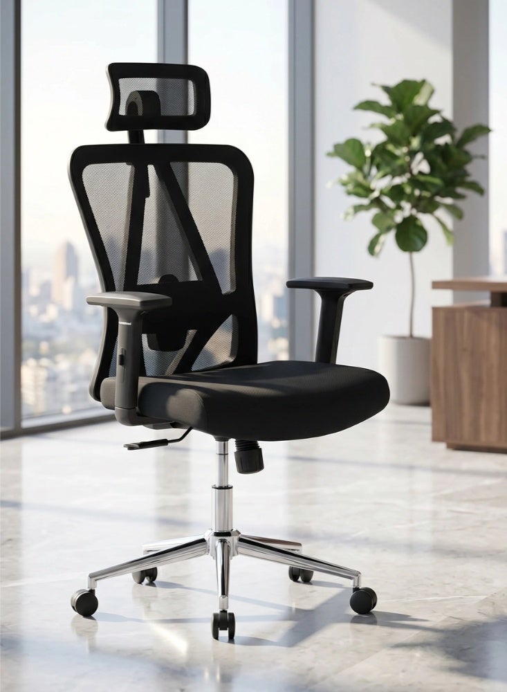 KARNAK Haggerty High Back Office Chair, Executive Office Home Chair | Ergonomic Adjustable Height Lumbar Support Back - Color (Black) - Image 1