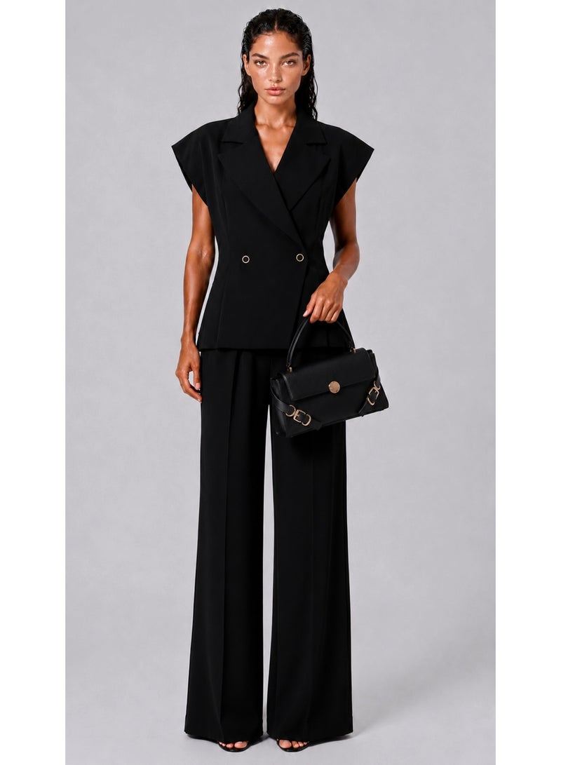 KYVELi Chic Double-Breasted Suit Set-Black - Image 1