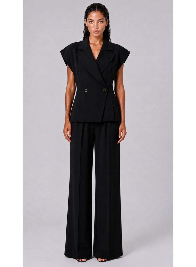 KYVELi Chic Double-Breasted Suit Set-Black - Image 2