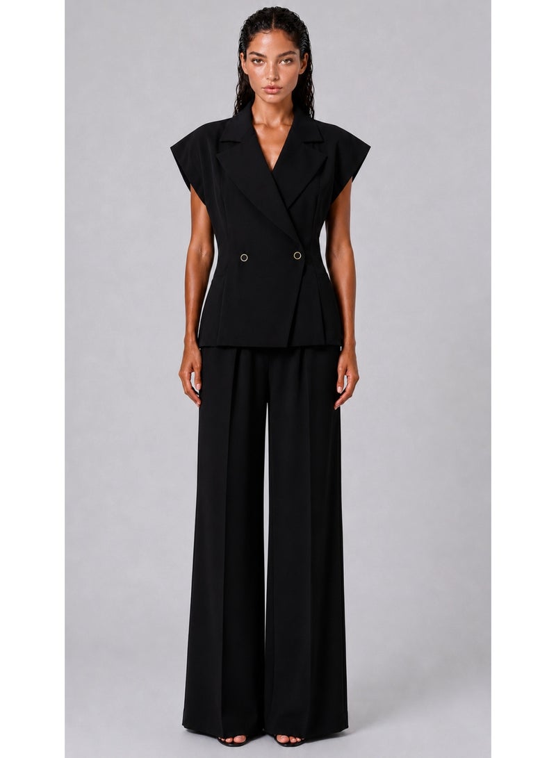 KYVELi Chic Double-Breasted Suit Set-Black - Image 3