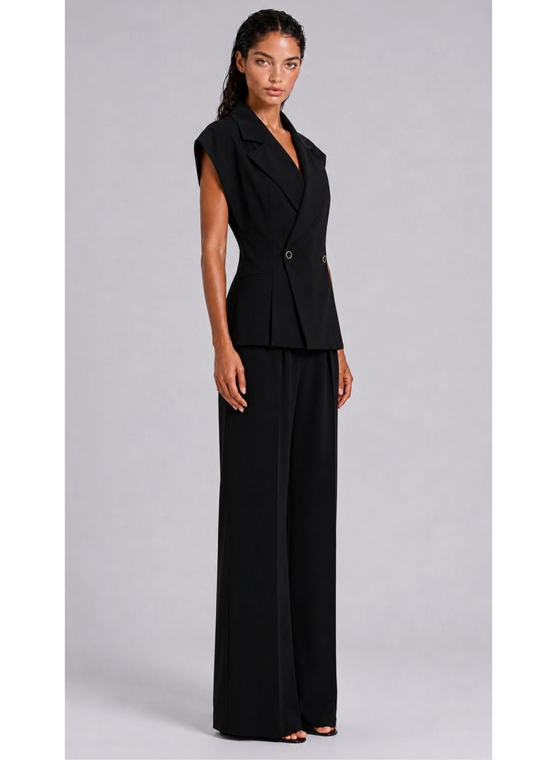 KYVELi Chic Double-Breasted Suit Set-Black - Image 4