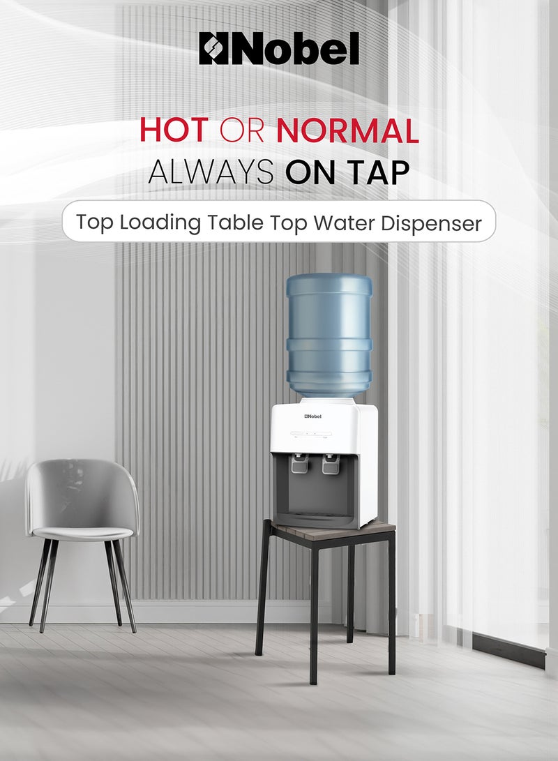 Nobel Tabletop Water Dispenser: Elegant 2-Tap Design With 0.6L Hot Tank, 4.0L/h Heating Capacity, And Ergonomic Features NWD575 White - Image 2