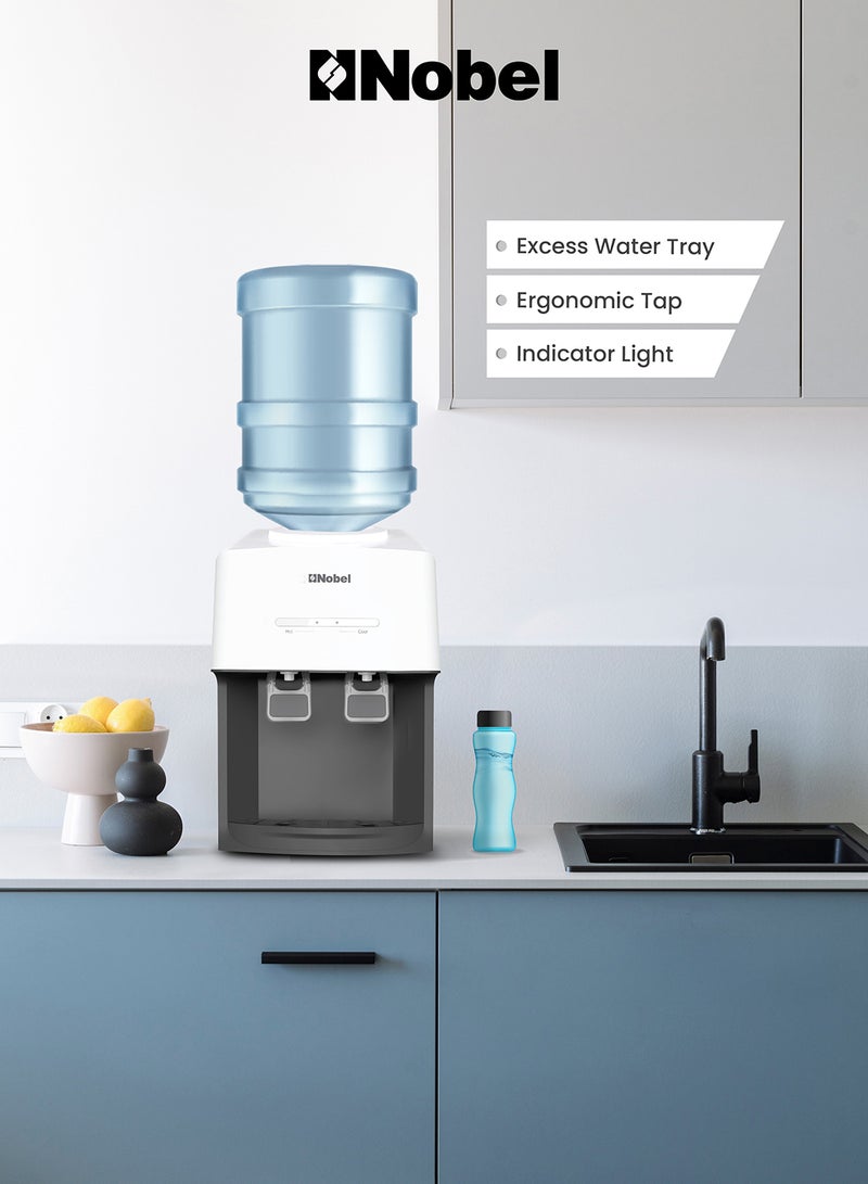 Nobel Tabletop Water Dispenser: Elegant 2-Tap Design With 0.6L Hot Tank, 4.0L/h Heating Capacity, And Ergonomic Features NWD575 White - Image 5