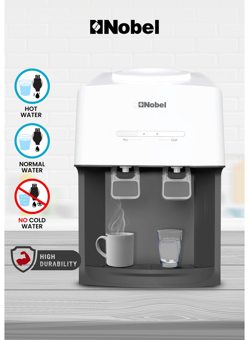 Nobel Tabletop Water Dispenser: Elegant 2-Tap Design With 0.6L Hot Tank, 4.0L/h Heating Capacity, And Ergonomic Features NWD575 White - Image 1