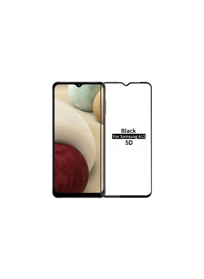 M7molge Full Coverage Glass Screen Protector for Samsung Galaxy A12/M12 - Black Frame  - Image 4