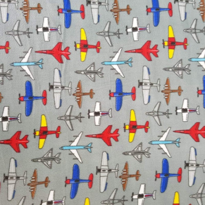 Barcelonetta | Fleece Fabric | Blanket Fabric | 36""X60"" | Polar Fleece | Soft  Plush  Anti-Pill | Poncho  Pillow Cover  Pj Pants  Cushion  Liners  Eye Mask (Airplanes Grey  1 Yard) - Image 1