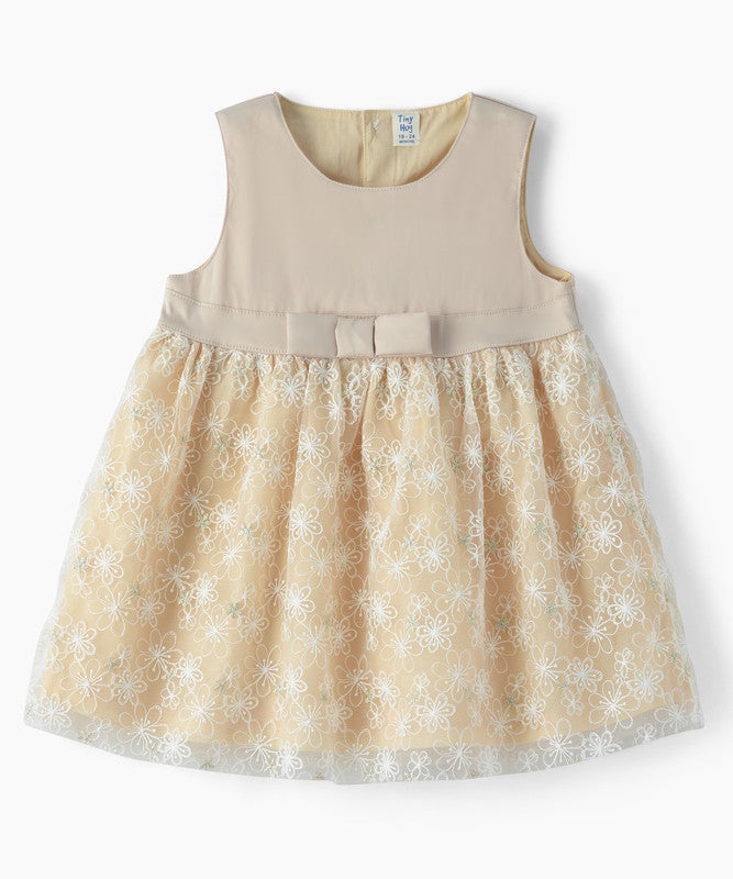 Tiny Hug BABY GIRLS FLORAL LACE PARTY DRESS WITH BOW DETAIL - Image 1
