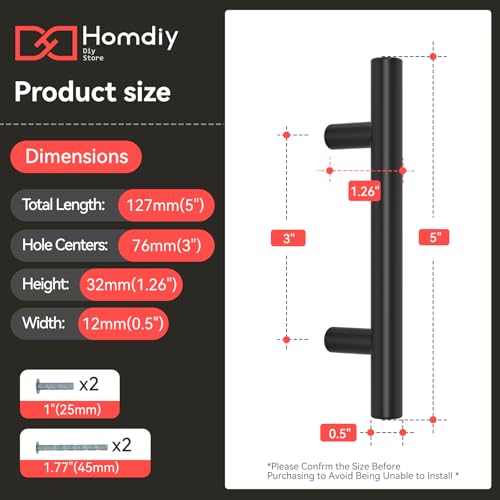 homdiy Black Cabinet Handles 30Pack 3inch Hole Center Kitchen Drawer Pulls and Knobs Stainless Steel Cabinet Hardware for Bathroom, Cupboard - Image 2