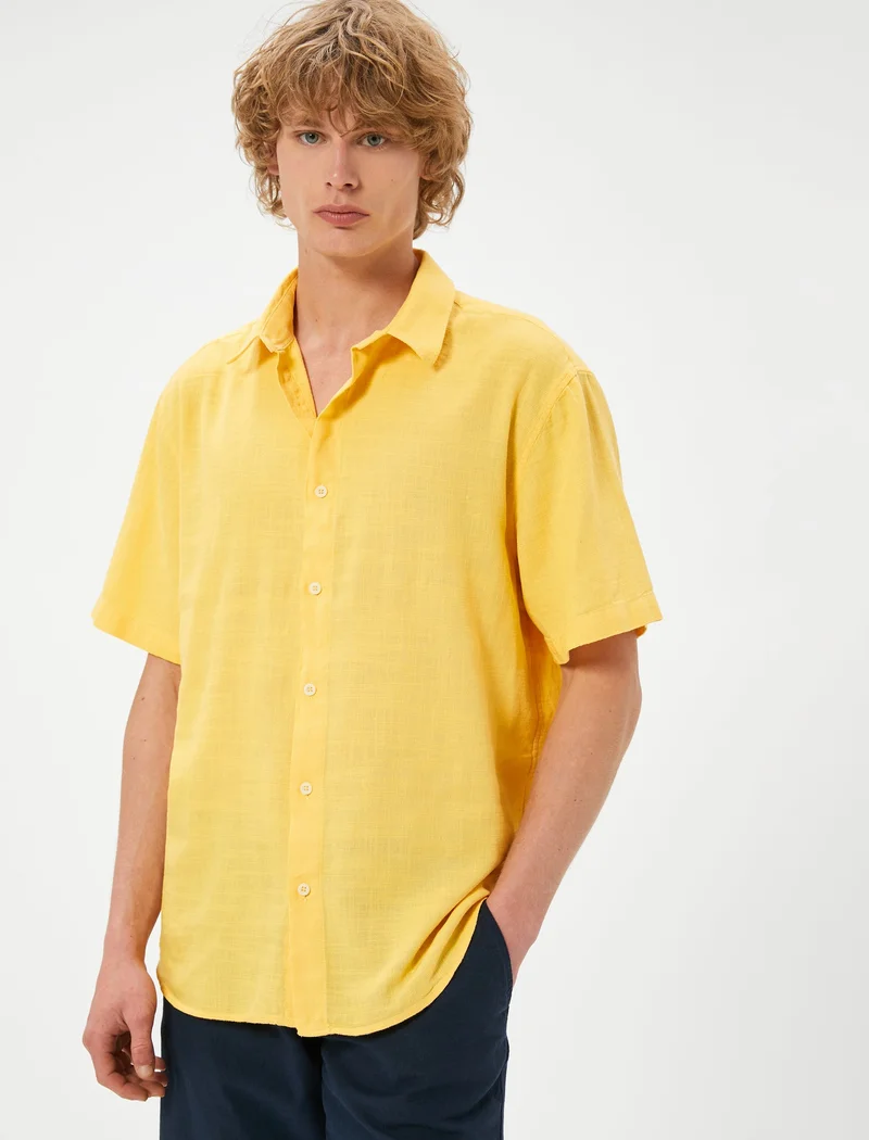 KOTON Classic Neck Short Sleeve Shirt