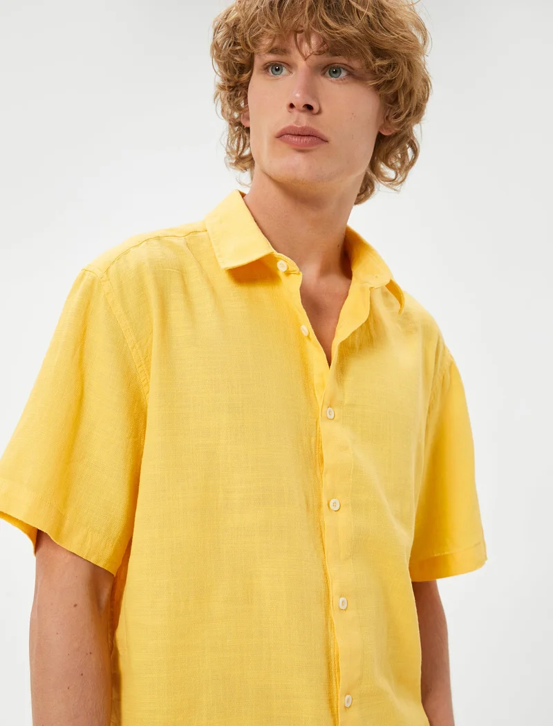 KOTON Classic Neck Short Sleeve Shirt
