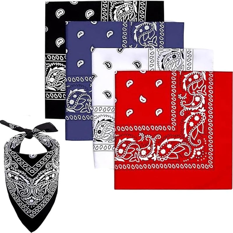 ALMEKAQUZ Multifunctional Bandana Headscarf Set - Pack of 4 (Red, Black, White, Sapphire Blue) - Image 1