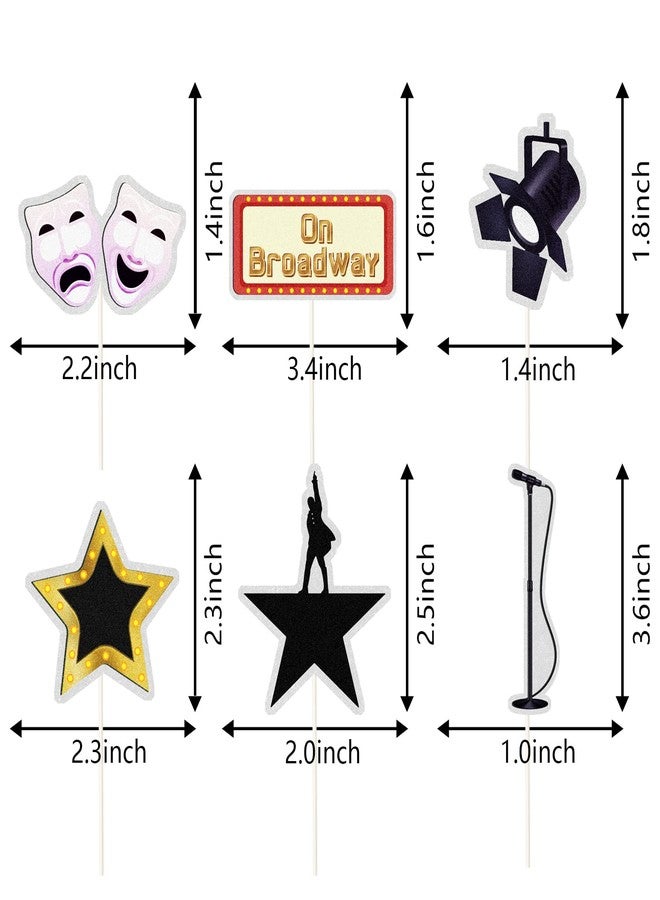 VOBRAMY On Broadway Cupcake Toppers,Happy Birthday Cake Topper,Movie Night Cupcake Toppers Decoration,Hollywood theme Cake Party Decoration.18 PCS - Image 2