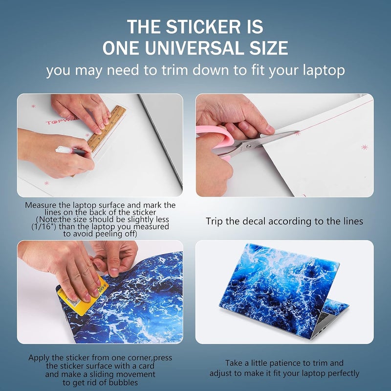ICOLOR Laptop Skin Sticker Decal 12 13 13.3 14 15 15.4 15.6 inch Personalized Universal Notebook Vinyl Skin Stickers Cover Art Decal Computer Protector (Blue Ocean) - Image 2