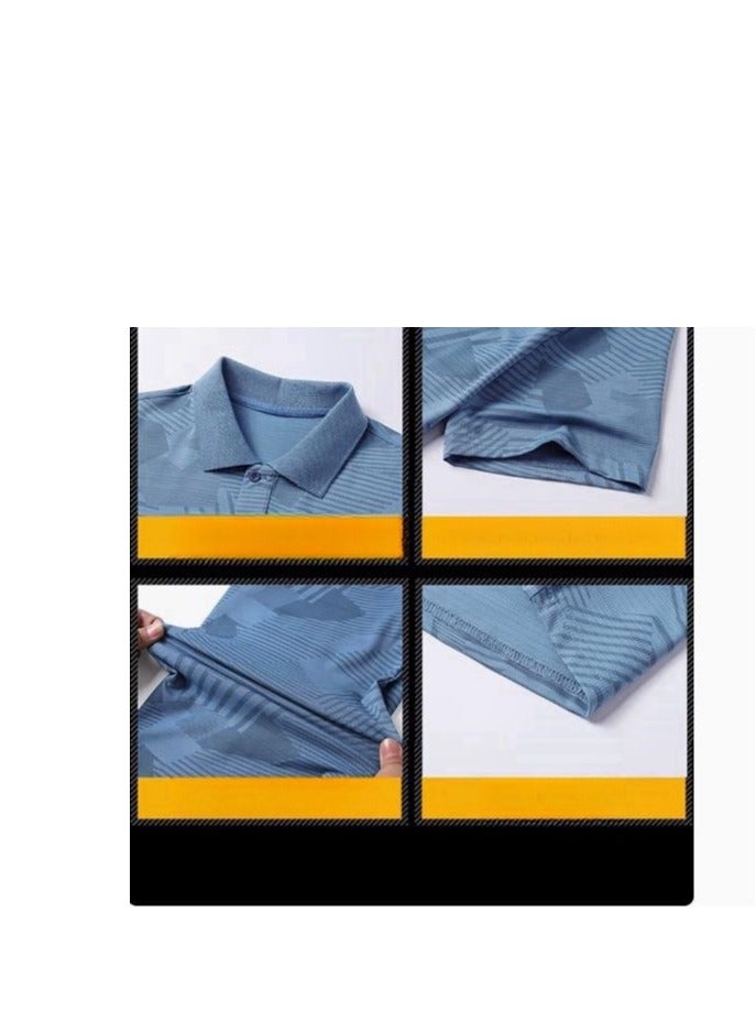 Men's Cool Breathable Quick Drying T-Shirt Short Sleeved Polo Shirt - Image 4