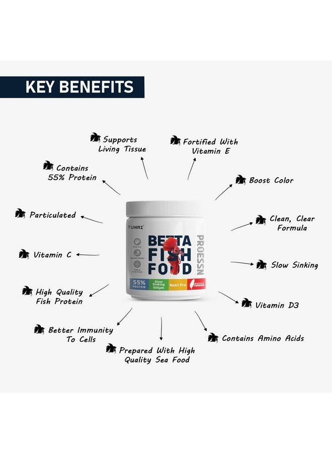 TUNAI Nutri Choice Betta Fish Food | 40G | Micro Pellets 600 Microns | Enriched With 55% Protein (600 Microns - Micro Pellets, 40G), All Life Stages - Image 3