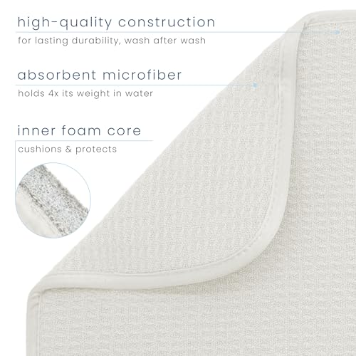 S&T INC. Dish Drying Mat XL, 18” x 24”, Absorbent Microfiber Kitchen Counter Mat, Dish Drying Pad for Dishes, Utensils, Pots and Pans, Extra Large, Cream - Image 3