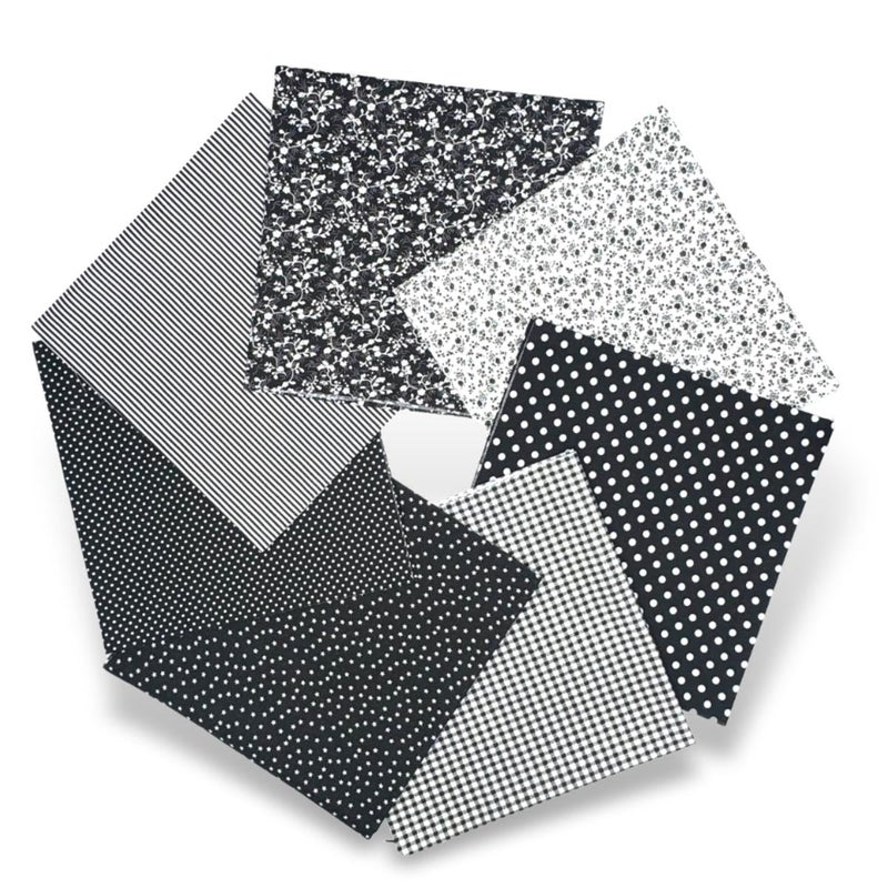 VUFVOID High-Grade Cotton Quilting Fabric Bundle, 100% Cotton Floral Print Patchwork Material for DIY Sewing, Cushions, Crafts, Machine Washable, Multi-Color Patterns (Dark Gray, 20 * 20'') - Image 1