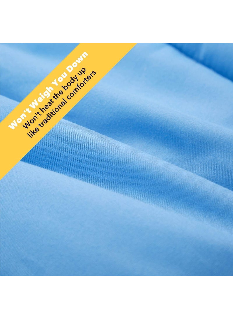 Linenovation Linenovation All Season Microfiber Reversable DuvetAC ComforterQuilt Sky Blue White Double Size 90 Inch x 100 Inch  - Image 3