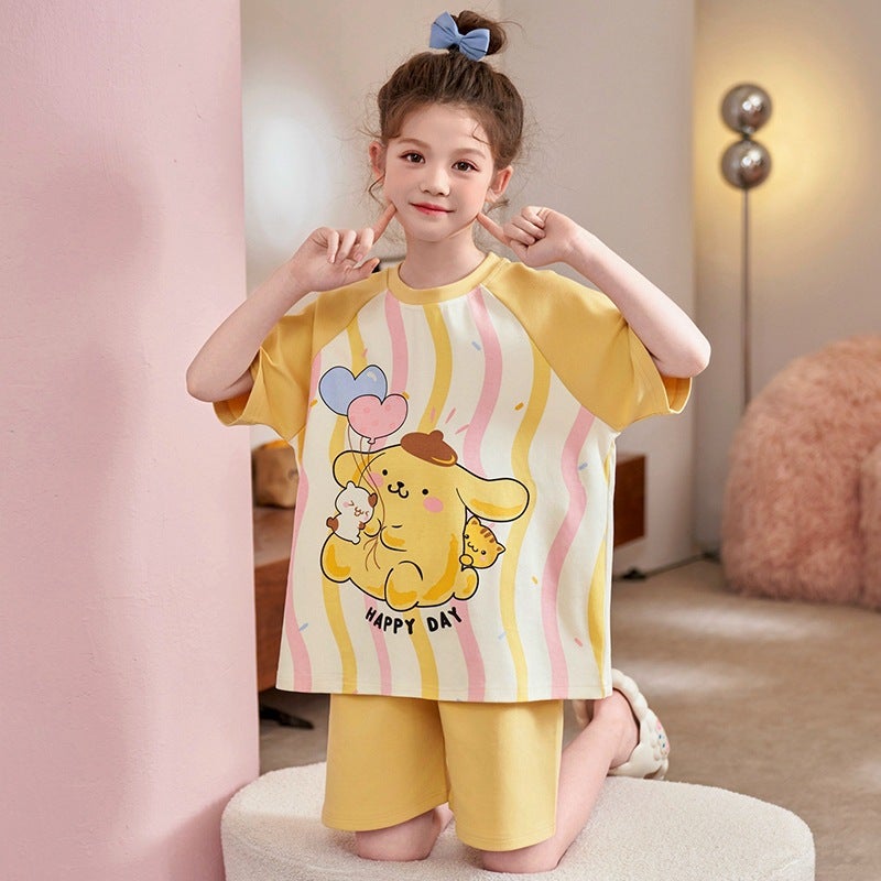 Children'S Home Clothes Girls' Short-Sleeved Pajamas Pure Cotton Summer Large And Medium-Size Children'S Cartoon Little Girl'S Baby Air-Conditioning Clothes Suit - Image 4