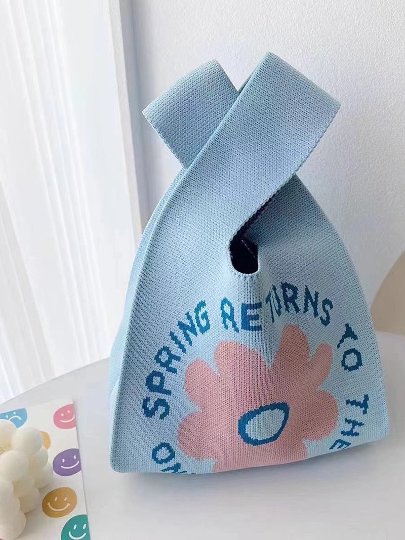 South Korea Net Red Envelope Niche Knitted Bow Tote Bag Personalized Fashion Simple Handbag Vest Bag Women'S Fresh - Image 3