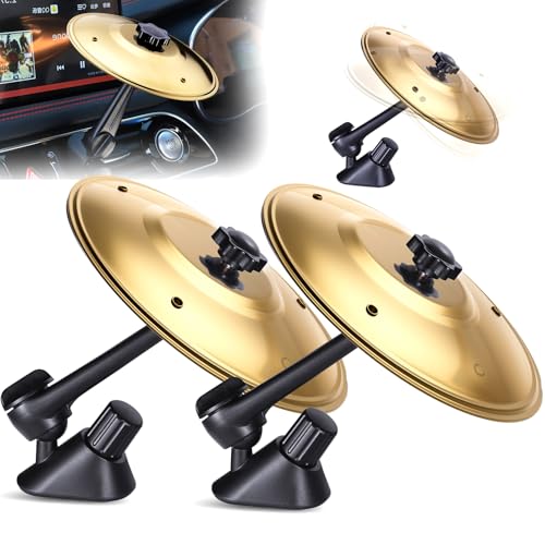 Suacopzar 2 Pack Car Cymbal Air Vent, Cars Symbol Drum, Easy Clip-On Mini Cymbals for Drumer Music Lovers, Make Your Driving More Fun, Fun Dashboard Accessory for All Type of Vehicles, Easy Installations - Gold - Image 1