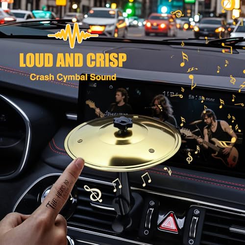 Suacopzar 2 Pack Car Cymbal Air Vent, Cars Symbol Drum, Easy Clip-On Mini Cymbals for Drumer Music Lovers, Make Your Driving More Fun, Fun Dashboard Accessory for All Type of Vehicles, Easy Installations - Gold - Image 3