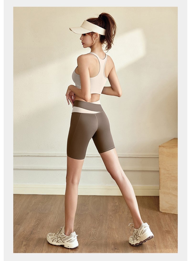 Women's Fitness Exercise High Waist Belly-tight Peach Buttock Lifting Five-point Yoga Pants Tight Cross Yoga Shorts - Image 3