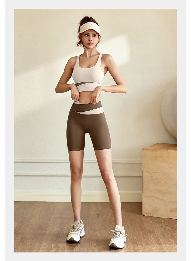 Women's Fitness Exercise High Waist Belly-tight Peach Buttock Lifting Five-point Yoga Pants Tight Cross Yoga Shorts - Image 2