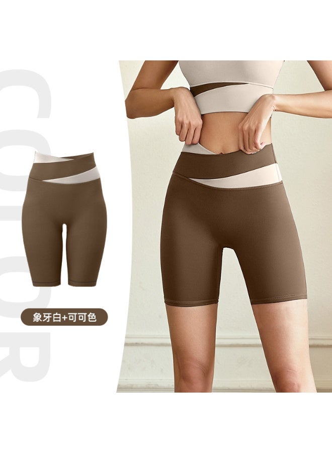 Women's Fitness Exercise High Waist Belly-tight Peach Buttock Lifting Five-point Yoga Pants Tight Cross Yoga Shorts - Image 1