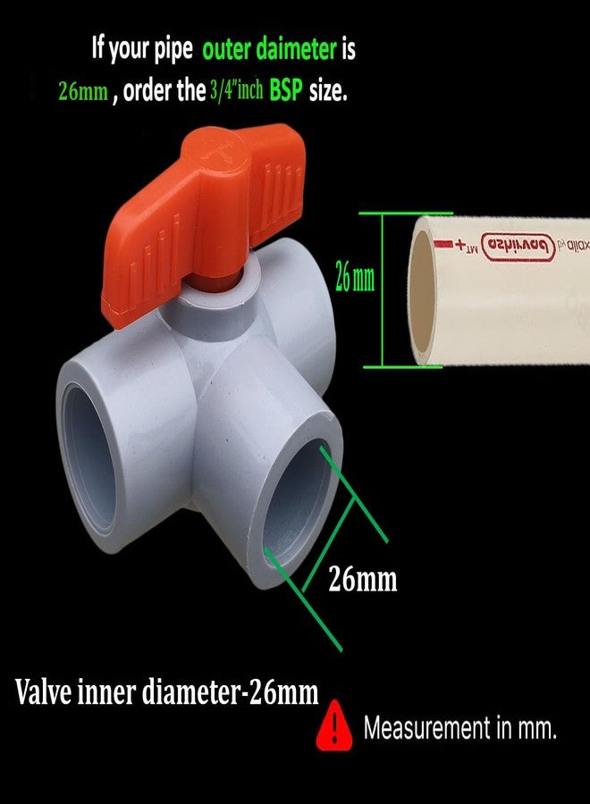 ES EKSAFAR ESEKSAFAR PVC Plain T-Way Ball valve (GRAY) (3/4" Plain T-way Ball valve) - Image 3