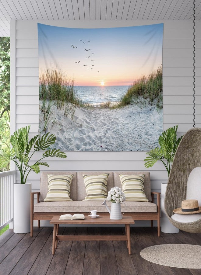 HVEST Ocean Beach Tapestry Wall Hanging, Sunset Seabird and Beach with Grass Wall Hanging Tapestry Natural Landscape Tapestry for Bedroom Living Room Dorm Decoration Wall Decor, 60x40 Inches - Image 2