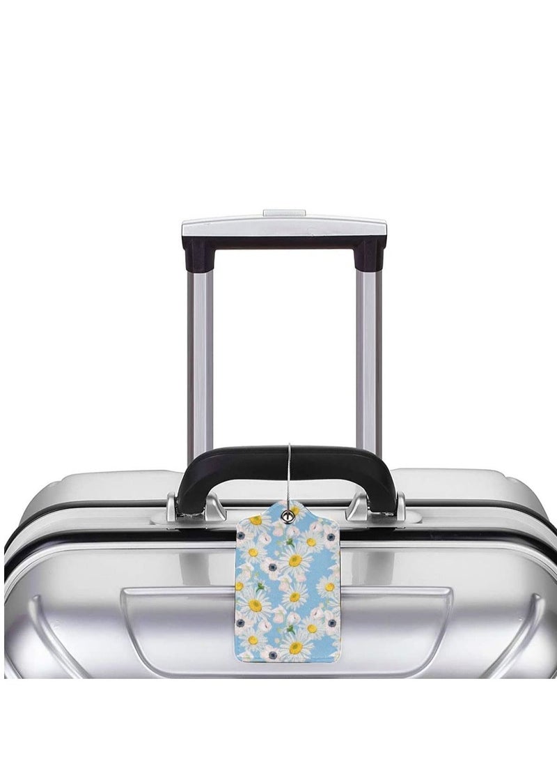 Excefore Luggage Tag for Suitacase, 2 Pcs Fintie Privacy Cover ID Label with Stainless Steel Loop and Address Card Travel Bag Suitcase (White Daisies)  - Image 5
