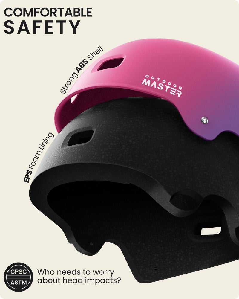 OutdoorMaster Skateboard Cycling Helmet - Two Removable Liners Ventilation Multi-Sport Scooter Roller Skate Inline Skating for Kids, Youth & Adults - XS - Sorbet - Image 2