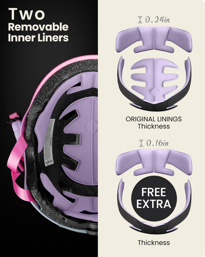 OutdoorMaster Skateboard Cycling Helmet - Two Removable Liners Ventilation Multi-Sport Scooter Roller Skate Inline Skating for Kids, Youth & Adults - XS - Sorbet - Image 3