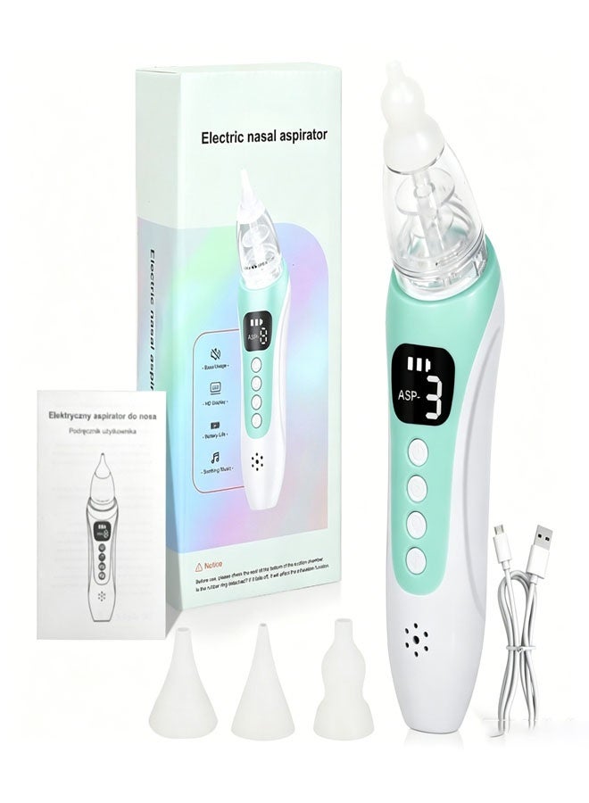 Bukela Electric Nasal Aspirator for Baby, Large Flow, Baby Nose Sucker with 3 Suction Levels, Rechargeable Nose Cleaner for Toddlers, Music and Light Soothing, Soft Silicone Tips - Image 1