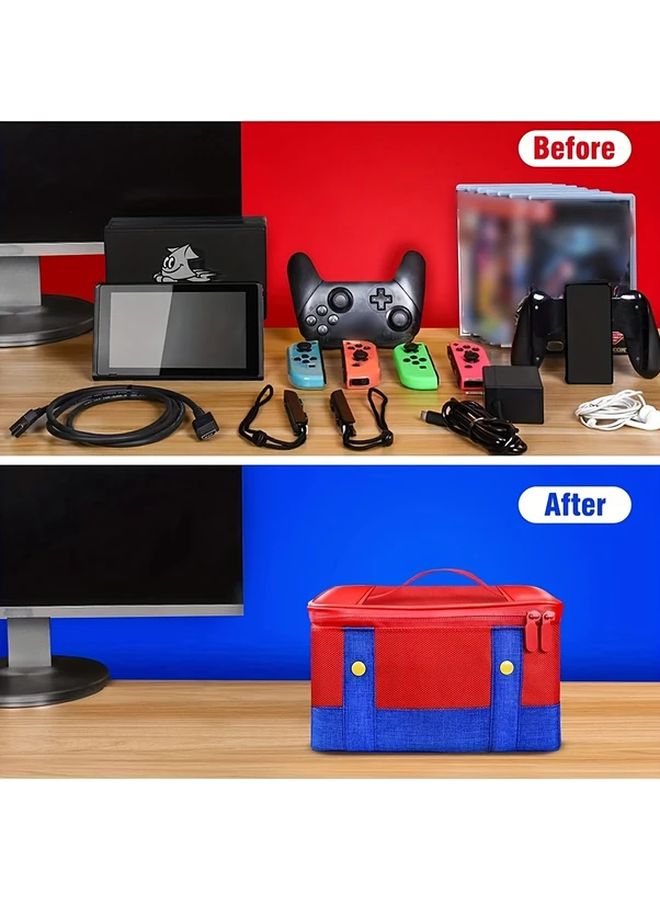 Shockproof Switch Storage Bag With Case Red And Blue Adjustable Compartments Card Slot Travel Gaming Bag - Image 5