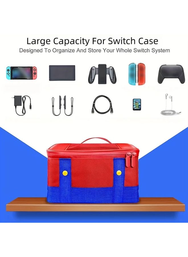 Shockproof Switch Storage Bag With Case Red And Blue Adjustable Compartments Card Slot Travel Gaming Bag - Image 4